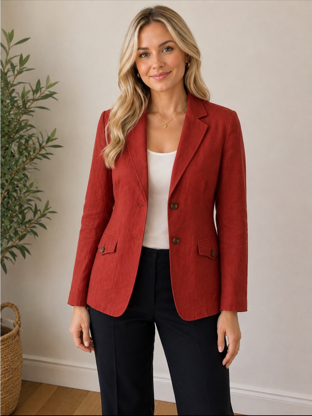 Talbots Brick Red Tailored Blazer